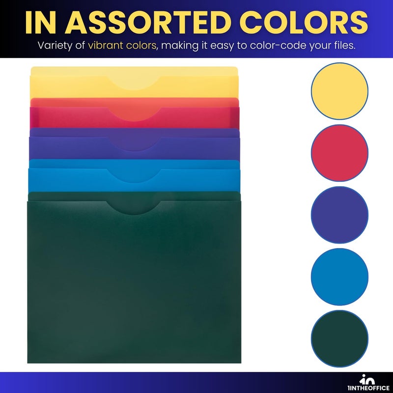 1InTheOffice Poly File Jacket File Folder, Letter 1" Expanding File Jacket, 20-Pack, Assorted - Image 4
